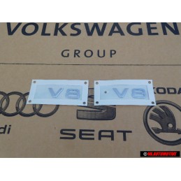 2x Audi Original V8 Seite Schriftzug Emblem Logo Chrom - 8E0853601B