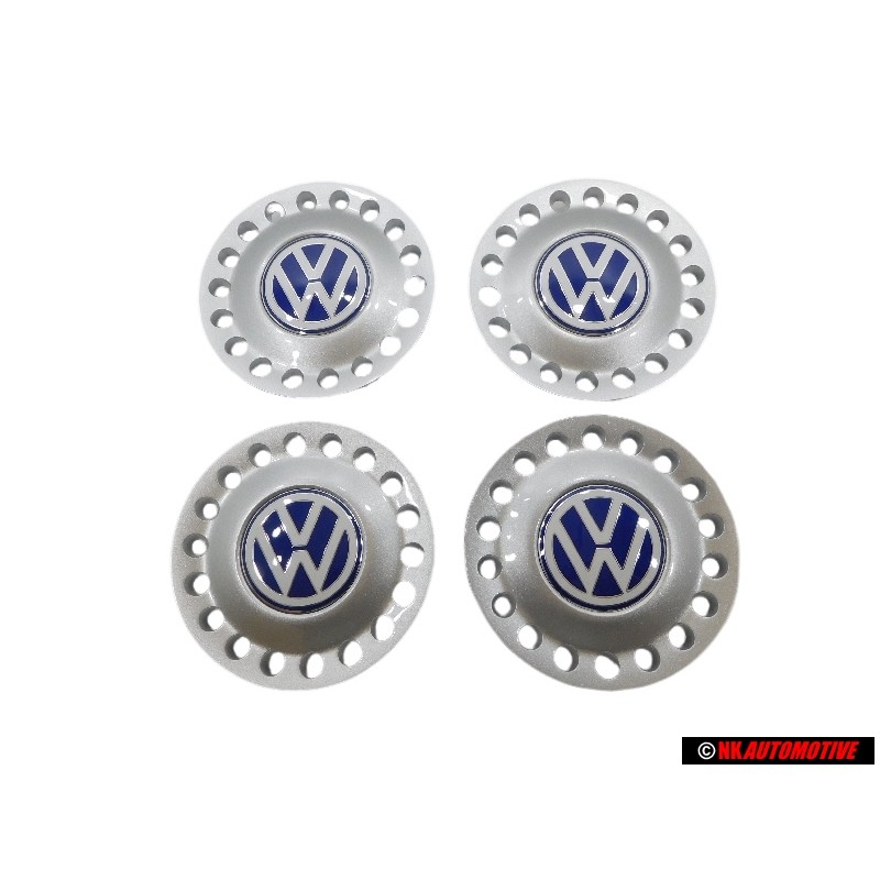 4x VW Original Radzierkappe brillantsilber/blau/weiss - 1C0601149D GTT
