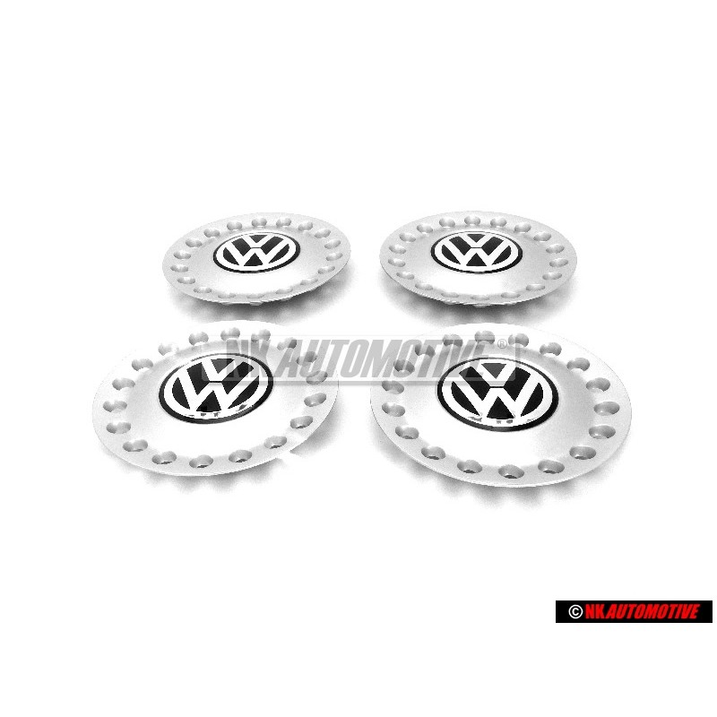 4x VW Original Radzierkappe Brillantchrom/Dolomitgrau - 1C0601149A GRB