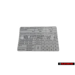 VW Original Kennschild Für Reifendruck - 1C0010238B