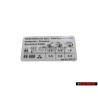 VW Original Kennschild Für Reifendruck - 3B0010275Q
