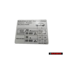 VW Original Kennschild Für Reifendruck - 6Q0010300F
