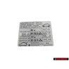 VW Original Kennschild Für Reifendruck - 6X0010245E