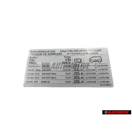 VW Original Kennschild Für Reifendruck - 7H0010483N