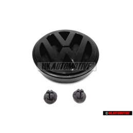 VW Original SET Kofferraumabzeichen Emblem Schwarz & Clips - Golf MK2 1989-1992