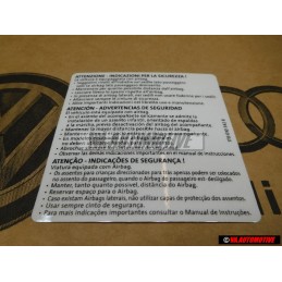 VW Original Kennschild -Achtung- Sicherheitshinweise - 1T0010342R