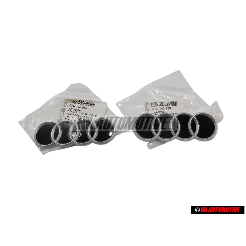 2x Audi Original Ringe Schriftzug Emblem Logo für Motorabdeckung - 07C103960