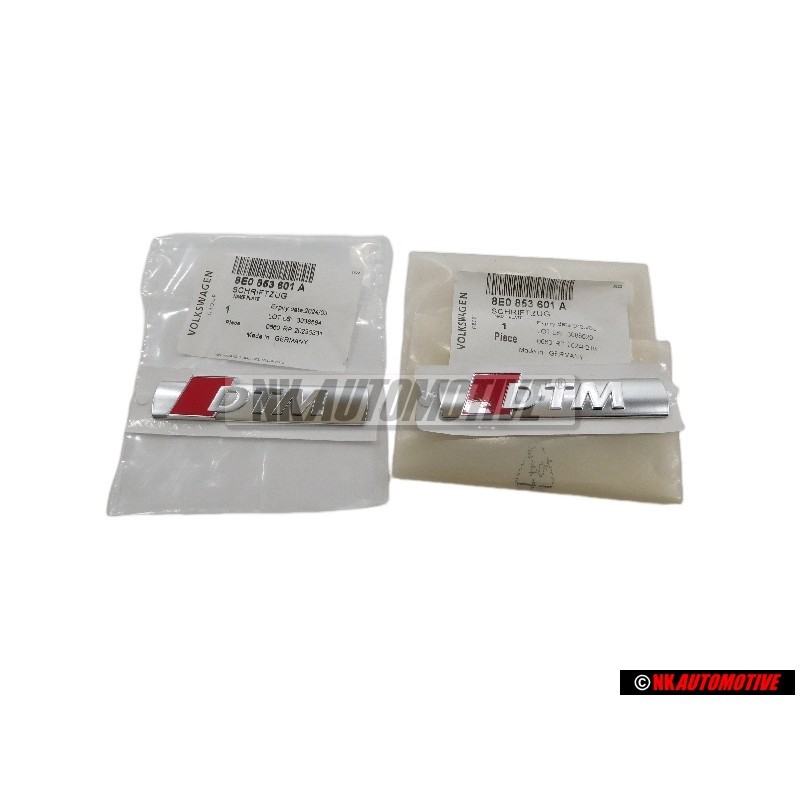 2x Audi Original DTM Seite Schriftzug Emblem Logo Chrom Rot - 8E0853601A