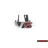 VW Original V5 Vorne Kühlergrill Emblem Schriftzug Chrom Rot - 1J5853679D GQF