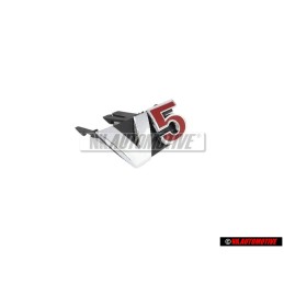 VW Original V5 Vorne Kühlergrill Emblem Schriftzug Chrom Rot - 1J5853679D GQF