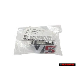 VW Original V5 Vorne Kühlergrill Emblem Schriftzug Chrom Rot - 1J5853679D GQF