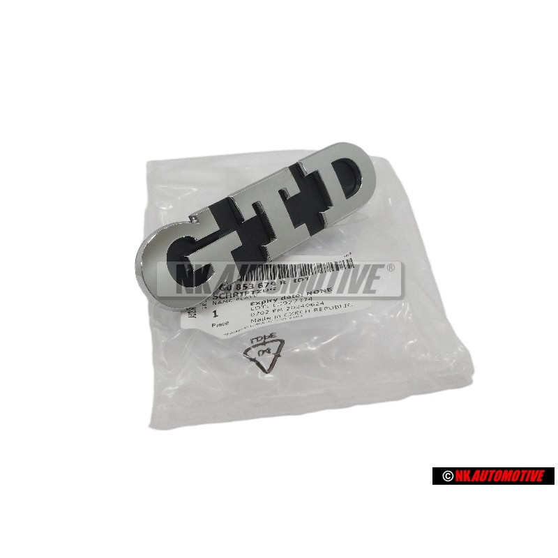 VW Original GTD Vorne Kühlergrill Emblem Schriftzug Chrom - 5G0853679R IDJ