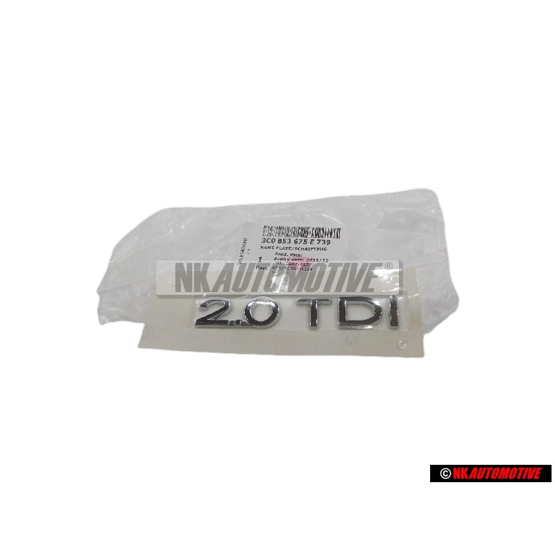 VW Original 2.0 TDI Hinten Schriftzug Emblem Logo Chrom - 3C0853675E 739