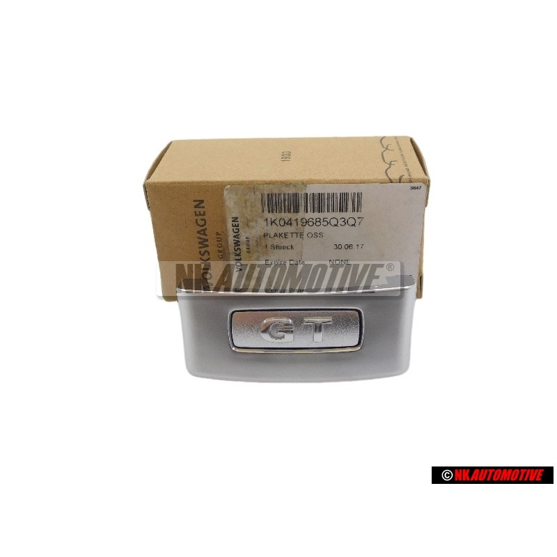 VW Original GT Schriftzug Emblem Logo für Lenkrad Aluminium - 1K0419685Q 3Q7