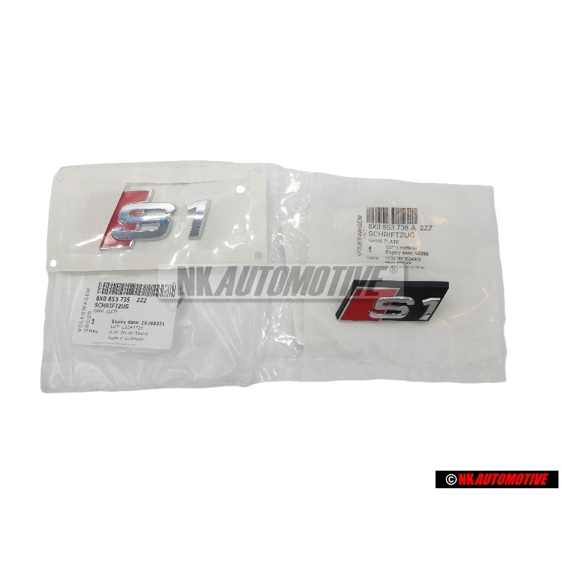 Audi Original SET Zeichen Logo Schriftzug Emblem Vorne & Hinten - S1 (8X)