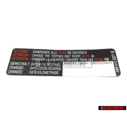 VW Original Kennschild 'Achtung' Zahnriemen Alle...... 