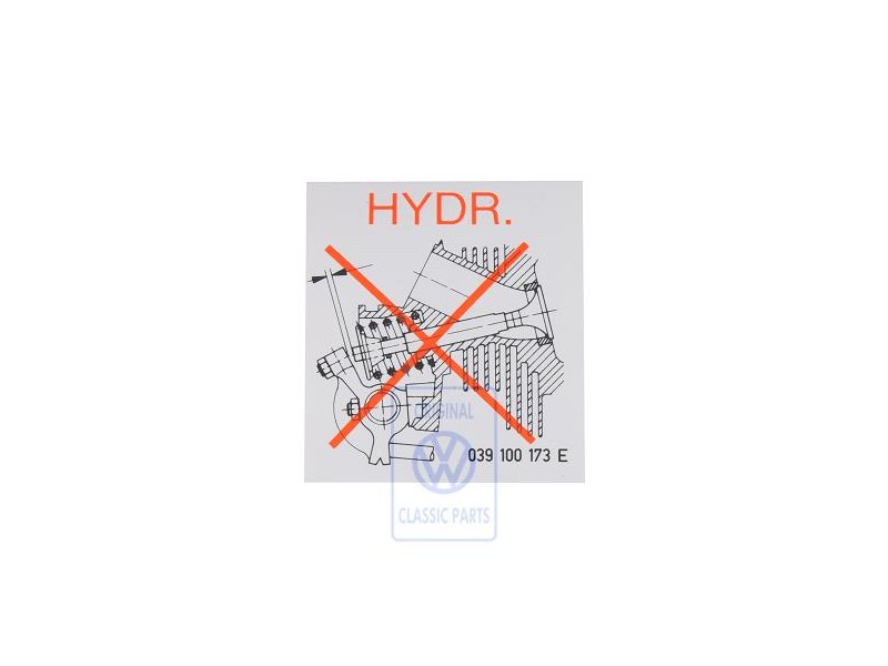 VW Original Kennschild Für Entfall Des Ventilspiels - 039100173E