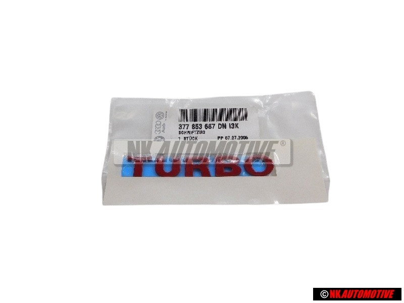 VW Original TURBO Seite Schriftzug Emblem Logo Rot - 377853687DNI3K
