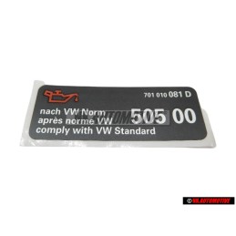 VW Original Kennschild 'Öl Nach VW-Norm' - 701010081D