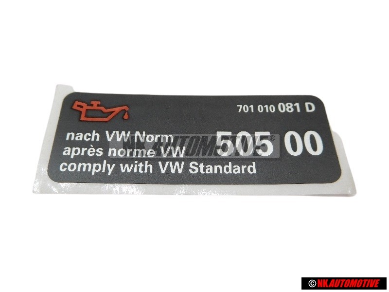 VW Original Kennschild 'Öl Nach VW-Norm' - 701010081D
