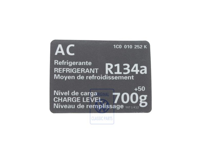 VW Original Kennschild Für Klimaanlage - 1C0010252K