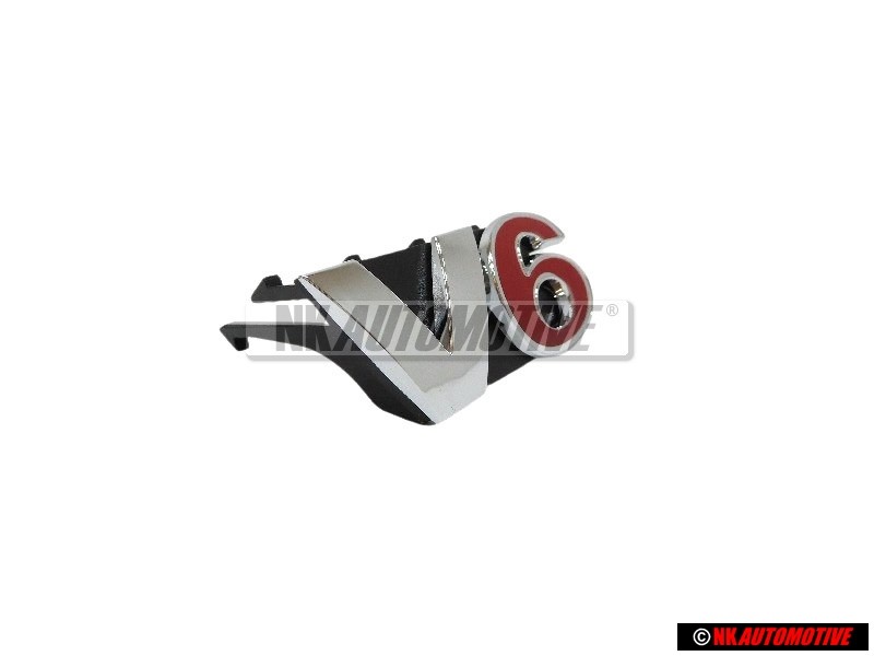 VW Original V6 Vorne Kühlergrill Emblem Schriftzug Chrom Rot - 1J6853679A GQF