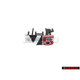 VW Original V5 Vorne Kühlergrill Emblem Schriftzug Chrom Rot - 1J6853679B GQF