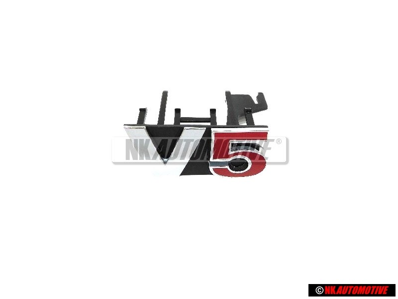 VW Original V5 Vorne Kühlergrill Emblem Schriftzug Chrom Rot - 1J6853679B GQF