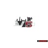 VW Original V5 Vorne Kühlergrill Emblem Schriftzug Chrom Rot - 1J6853679B GQF