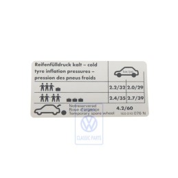 VW Original Kennschild Für Reifendruck - 1E0010076N
