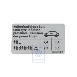 VW Original Kennschild Für Reifendruck - 1T0010390M