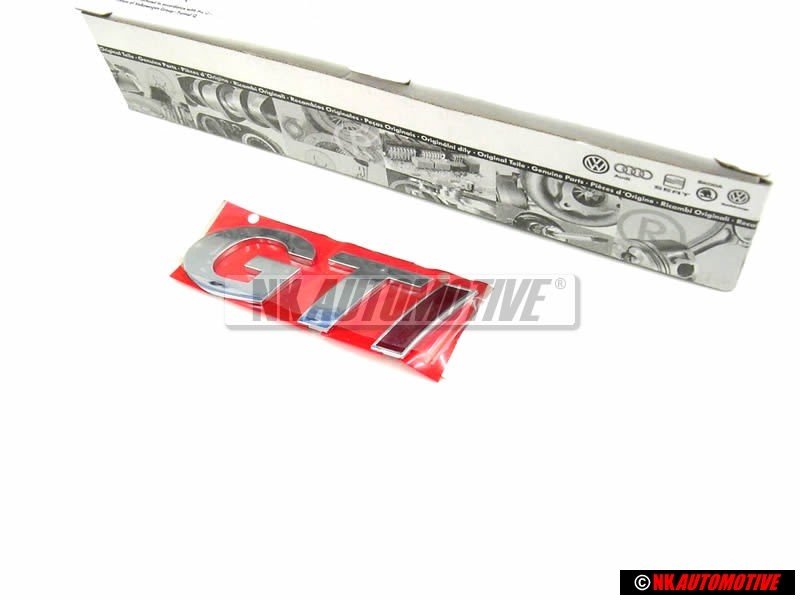 VW Original GTI Hinten Schriftzug Emblem Logo Chrom Rot - 377853687CK