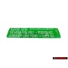 VW Original Kennschild Min. Roz. 