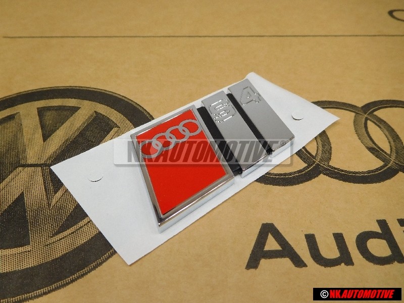 Audi Original S4 Hinten Schriftzug Emblem Logo Chrom Rot - 8D0853737B 2ZZ
