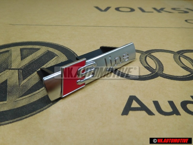 Audi Original S-LINE Vorne Kühlergrill Emblem Schriftzug Chrom - 8P4853736A 2ZZ