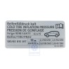 VW Original Kennschild Für Reifendruck - 2K0010689L